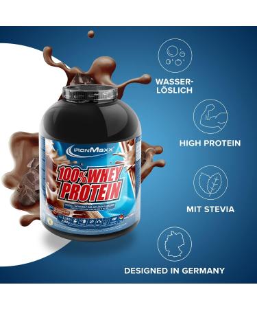 Ironmaxx 100% Whey Protein Powder - Milk Chocolate 2.35kg | Water-Soluble Low Sugar & Flavor Variety | International Shipping Available - Buy Online on GoSupps.com