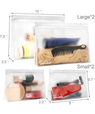 SPLF 4 Pack TSA Approved Leakproof Clear Toiletry Bags - Quart Size Zipper Bags for Travel, BPA Free Makeup Cosmetic Bags for Men and Women - Airport Compliant - Buy Online on GoSupps.com