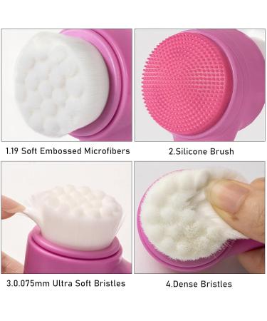 2 in 1 Silicone Face Brush & Jade Roller - Deep Cleansing & Exfoliating Tool for Glowing Skin | Soft Bristles & Manual Massager - Purple & Black - Buy Online on GoSupps.com