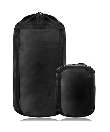 Compression Stuff Sack, 46L Lightweight Waterproof Sleeping Bags Storage Stuff Sack, 50% More Storage for Camping, Hiking, Travelling, Backpacking Black