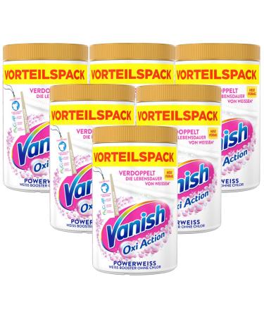 Vanish oxi action power white powder-6 x 1.65 kg-stain remover and laundry booster powder without chlorine-for white laundry 1.65 kg (6-pack)