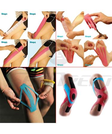 Kinesiology Tape - Pain Relief Adhesive - Best Therapeutic Muscle Support Aid - Sports Wrap - Water Resistant by seaNpem Camouflage Green + Blue + Pink QTY: 3 - Buy Online on GoSupps.com