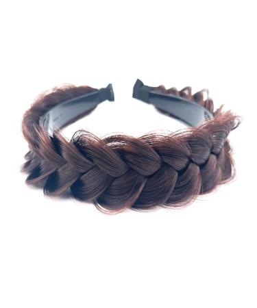 STHEJFB Wide Braided Headband Hoop Fashion Hair Accessories Elastic Non-slip Band for Women and Girl (Dark auburn) Dark Brown