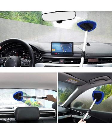 Magnetic Car Window Cleaner Windshield Cleaner with Extendable Handle and Washable Reusable Cloth Pad Head Car Glass Cleaner Kit with Spray Bottle (2 Sets) - Buy Online on GoSupps.com