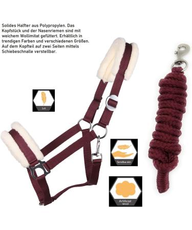 ARBO-INOX Faux Fur Halter Set with Lead Rope - Cob Thoroughbred Bordeaux | International Shipping Available - Buy Online on GoSupps.com