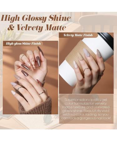 Modelones Gel Nail Polish 12 Pcs Fall Winter Gel Polish Popular Neutral Nude Brown Gel Nail Kit Collection for Nail Art Salon Classic Collection Gift for Women Brown Nude - Buy Online on GoSupps.com