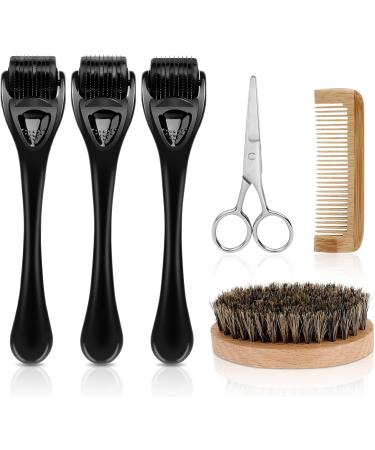 URAQT 6 Piece Beard Growth Kit with Titanium Microneedle Derma Roller - Beard Grooming Tools for Men - Buy Online on GoSupps.com