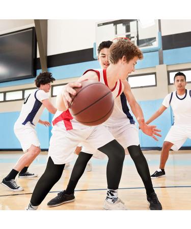 Kids Youth Basketball Compression Leg & Arm Sleeves - 4 Pairs Black/White (Small) - Buy Online on GoSupps.com