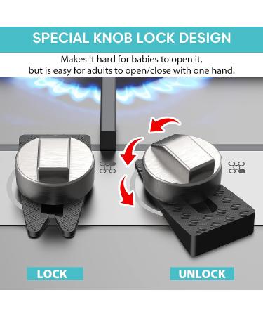 Gas Stove Knob Covers - Child Safety Locks for Gas Cooktop - Easy to Use & Heat Resistant - Pack of 6 (Black) - Buy Online on GoSupps.com