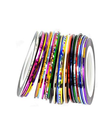 10 Color Mixed Colors 20m/Rolls Nail Art Striping Tape Line Sticker UV Gel Tips Decal DIY Nail Tip Striping Tape Decorations (Random)