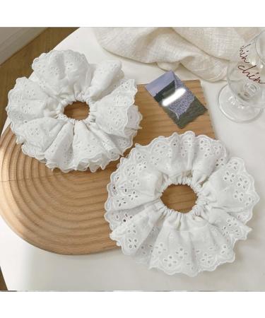Dinghaole White Lace Scrunchies for Women - Large Hair Bands Soft Ties - Ponytail Holders for Thick Hair - Lolita Accessories for Girls - Bulk Scrunchie(white) - Buy Online on GoSupps.com