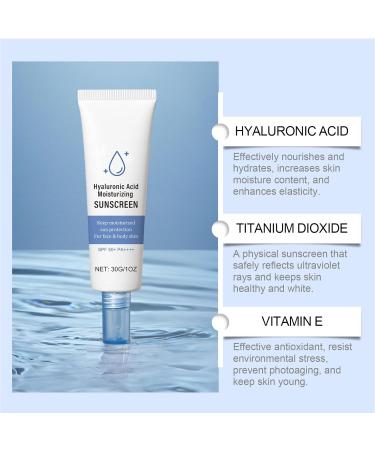 Hyaluronic Acid Moisturizing Sunscreen - Sun Cream - Hydrating Sun Cream Spf 50 - Suncream Protects Against Uva/Uvb Rays Sunburns and Premature Skin Ageing - Buy Online on GoSupps.com