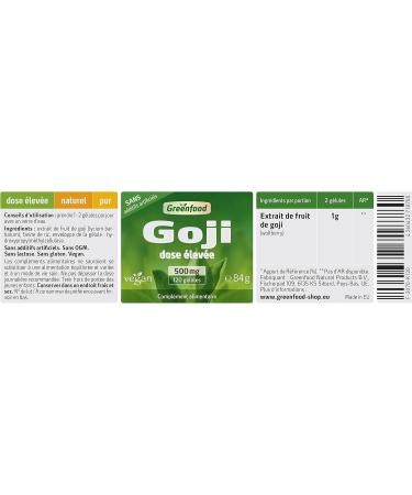 Greenfood Goji Berry 500 mg High Dose 120 Capsules - Vegan - Buy Online on GoSupps.com