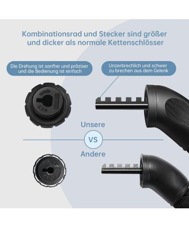 Zeleny High-Safety Bicycle Lock - 7mm 90cm Chain with 5-Digit Code for Bikes Motorcycles & e-Scooters - Buy Online on GoSupps.com