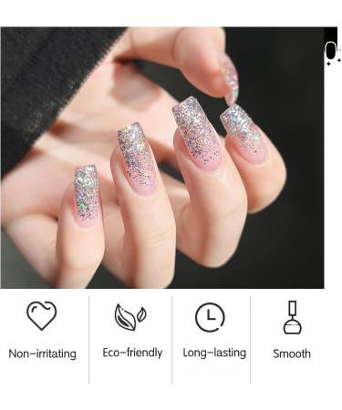 Gel Nail Polish Glitter Sequin Gel Polish UV/LED Soak-Off Gel Nail Varnish Highly Pigmented Shimmer Gel Nail Varnish Long-lasting Nail Glitter for Home Nail Manicure Salon DIY - Buy Online on GoSupps.com