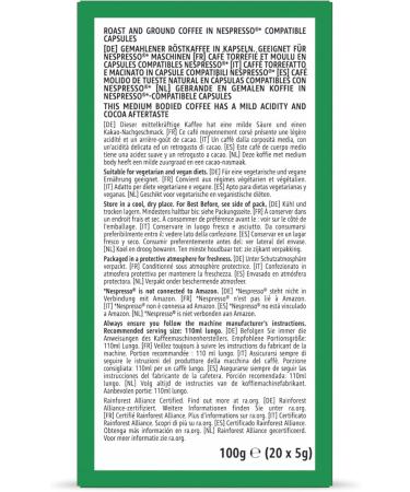 by Amazon Lungo Coffee Capsules Compatible with Nespresso Aluminum Medium Roast 100 Count 5 Pack of 20 - Rainforest Alliance Certified - Buy Online on GoSupps.com