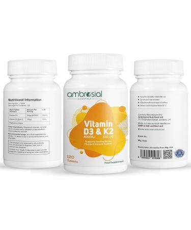 AMBROSIAL Vitamin D3 & K2 Tablets Pack of 1-120 Tablets - Buy Online on GoSupps.com