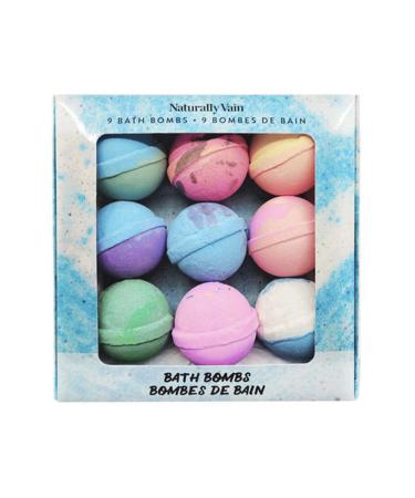 Naturally Vain Bath Bomb Set Handmade Non-Staining Sulfate-Free Natural Luxury Bath Fizzies Aromatherapy Spa Gift Set Assorted Scents 9-Pack