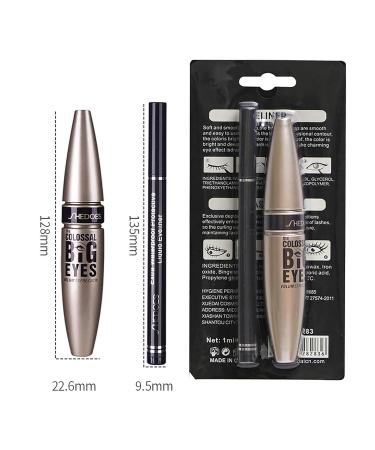 Sweatproof Saluaqui Mascara and Eyeliner Set: Long Lasting Waterproof 10ml Lash Mascara & Eyeliner Pen for Eye Makeup - Buy Online on GoSupps.com