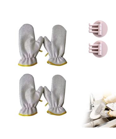 2023 New Upgrade Dishwashing Gloves Wire Dishwashing Gloves Reusable Waterproof Oil Removal for Kitchen Cleaning (Short-PVE Inner)