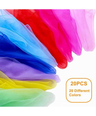 20 Pieces Colorful Chiffon Dance Towels - 60x60cm Jongliertcher Performance Scarves for Kids' Parties & Activities | Wonwood_direct - Buy Online on GoSupps.com