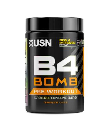 USN Pre Workout B4 Bomb Orange 300g: Explosive Pre Workout Energy Drink Powder with Creatine Caffeine & Zynamite to Awaken the Greatness Inside Orange 300g (Pack of 1)