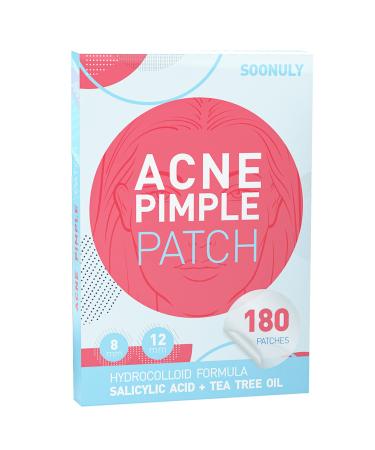 Soonuly Acne Pimple Patches for Face - 180 Hydrocolloid Acne Patches Salicylic Acid with Tea Tree Oil for Zit Blemish Spot Covers Invisible Pimple Stickers Not Tested on Animals 180 Count
