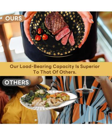 Vukehon 100PCS Disposable Black Paper Plates for Party Round Dinner Plates 7inch & 9 Inch Golden Foil Polka Dots Black and Gold Party Supplies for Graduation Birthday Wedding Cocktail Party - Buy Online on GoSupps.com