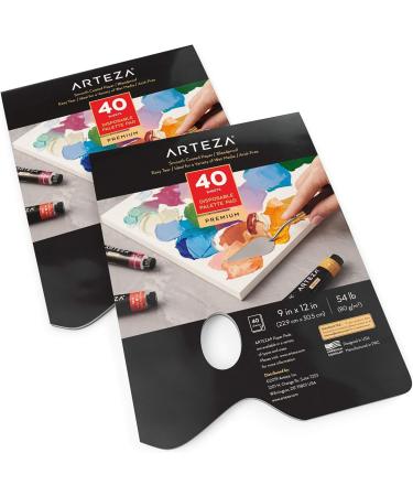 Arteza Disposable Palette Paper Pad 9x12 Inch - Pack of 2, 80 White Sheets - 54 lb, Glue-Bound, Bleed-Proof Paint Palette for Oil, Acrylics, Watercolors & Gouache - Buy Online on GoSupps.com