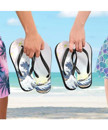 Mnsruu Cherry Blossom Flip Flops | Ocean Wave Sandals for Men & Women | Comfortable Travel & Spa Slippers - Buy Online on GoSupps.com