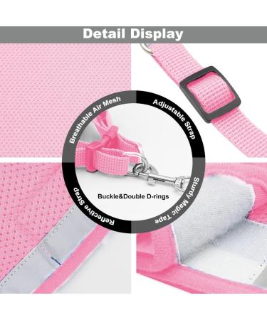 Meioro Adjustable Dog Harness with Leash - Soft Padded Reflective Vest for Small to Medium Dogs & Cats - Pink (S: 30-34cm) - Buy Online on GoSupps.com