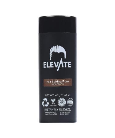 ELEVATE Hair Fibers MEDIUM BROWN - 40g Bottle | 100% Natural Keratin Fibers for Thinning Hair | Instantly Conceal Balding - Men & Women - Buy Online on GoSupps.com