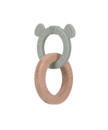 L SSIG Baby Teether "2-in-1" Wood/Silicone Little Chums Cat Grey