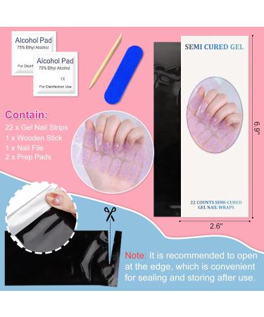 Shop Ceboic Half Hardened UV Gel Strips - 22 Self-Adhesive Nail Wraps | Long-Lasting Salon Quality Pink Purple Glitter Gel Polish for Fingers & Toenails - Buy Online on GoSupps.com