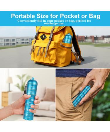 Stackable Waterproof Metal Pill Box | 7 Day Organizer for Vitamins Supplements & Nutraceuticals - 2 Pcs Travel Pill Box - Buy Online on GoSupps.com