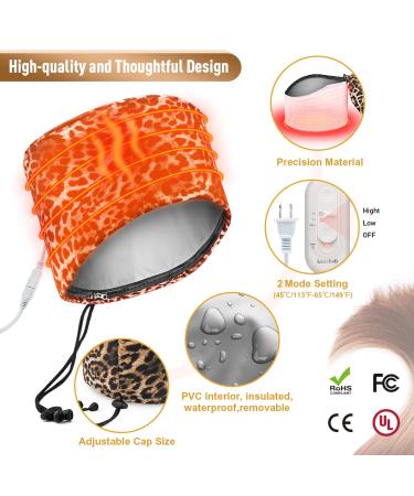 Adjustable Hair Steamer Cap for Deep Conditioning - Leopard Print | Sturdy Material with Intelligent Protection | Includes 2 Reusable Shower Caps - Ideal Gift for Women - Buy Online on GoSupps.com