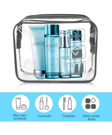 2pcs Clear Travel Toiletry Bag Set - TSA Approved Quart Size, Transparent Airport Carry-on Liquid Bags for Easy Security Check (Black) - Buy Online on GoSupps.com