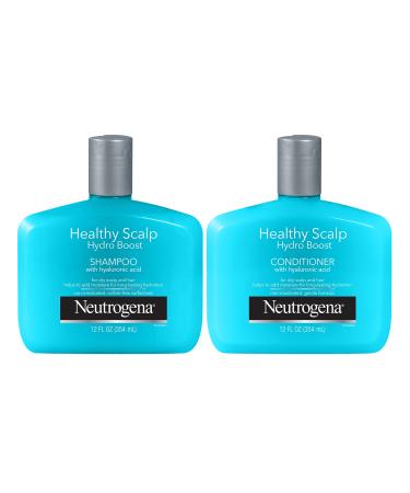 Neutrogena Moisturizing Healthy Scalp Hydro Boost Shampoo & Conditioner for Dry Hair and Scalp, with Hydrating Hyaluronic Acid, pH-Balanced, Paraben & Phthalate-Free, Color-Safe, 12 Fl Oz Shampoo + Conditioner - Buy Online on GoSupps.com