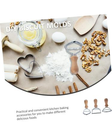 OUNONA 6 Pcs Baking Utensils Frying Wedding Bouquet Accessories Cookie Molds Cast Iron Pan Bunuelos Baking Tools DIY Pasta Maker Donut Dough Pasta Mold Supplies Wood Biscuit Silverx2pcs 11x7.cmx2pcs - Buy Online on GoSupps.com