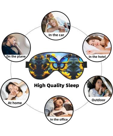 Buy Sunflower Blue Butterfly Eye Mask - Soft Adjustable & Comfortable Sleep Mask for Men & Women - Nighttime Relaxation Essentials - Buy Online on GoSupps.com