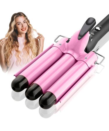 Lockenstab 3 barrels of wave iron for hair 25mm curls with adjustable temperature ceramic coating curly bars quick heating large wave for long/short hair red