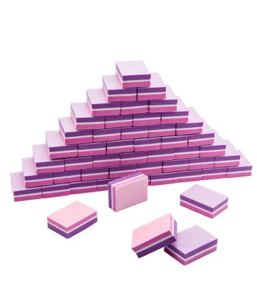 CGBE Mini Nail Buffer Block 180/100 Grit Sponge Nail Polish Sanding Buffer Strips Nail File Blocks Manicure Tools (Pink-Purple)