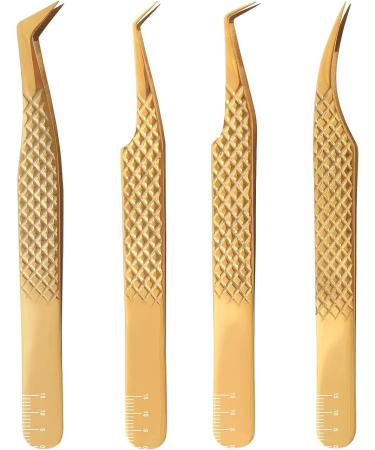 M LASH Nano Fiber Tip Diamond Grip Eyelash Extension Tweezer Set - V5 Professional Lash Tool (Gold) - Buy Online on GoSupps.com