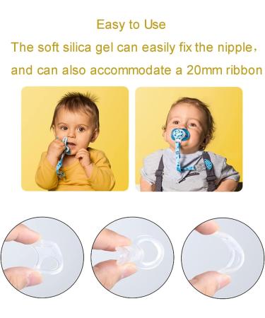 Neoreser 3-Piece Silicone Pacifier Ring Set | Baby Silicone Holder Clip for Pacifier Chains | Transparent Silicone Button Buckles - Buy Online on GoSupps.com