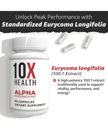 10X Health Alpha Testosterone Supplement for Men - 60 Capsules Mens Testosterone Supplement with Tongkat Ali 1000mg - Strength Vitality & Muscle Growth Supplements for Men - Buy Online on GoSupps.com
