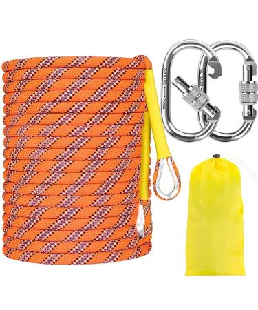 8mm safety rope 20m climbing rope static rope rope Tendon Static escape rope for mountaineering cave research camping rescue exploration escape rescue rope with a carabiner with 2 carabiners 20m - 64foot