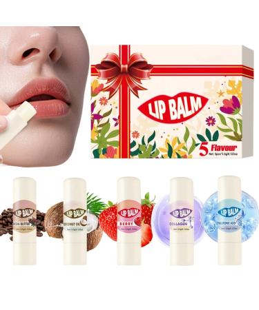 Lot de 5 baumes l vres - Cr me hydratante pour les l vres - Pour une beaut brillante - Soin de la peau et protection de jour comme de nuit - Pour les voyages et l'hiver