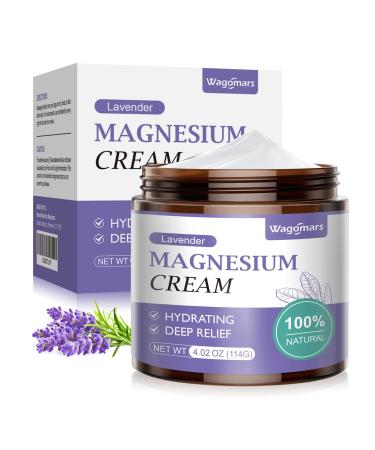 Wagomars Magnesium Cream for Sleep - Natural Topical Magnesium Lotion for Pain & Leg Cramps, Muscle Relaxation, Calm - Nighttime Body Butter for Deep Hydration - Safe for Kids (Lavender)