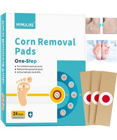 MYMULIKE Corn Removal Pads, Wart Remover, Corn Removal Plaster, Corn Removal Relief Corn Pain and Foot Care (24 Count) 24 Count (Pack of 1)