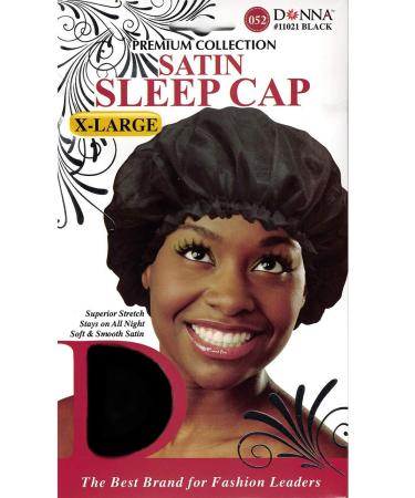 Donna Satin Sleep Cap X-Large 11021 Black  Adults